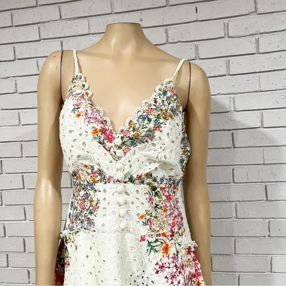 Farm‎ Rio Women’s Delicate Forest Scarves Eyelet Midi Dress